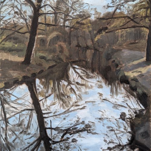 Maxime-Biou-reflets-arbres-vincennes-41x33-huile-sur-toile-2025