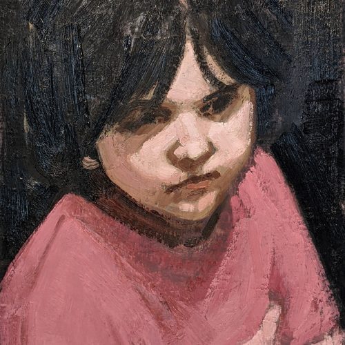 Maxime-Biou-pull-rose-50x40-huile-sur-toile-2021-2