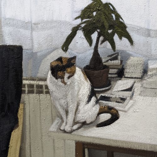 Maxime-Biou-Mimi-sur le bureau-100x73-huile-sur-toile-2022