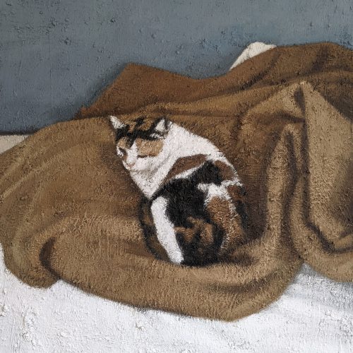 Maxime-Biou-Mimi-fond-bleu-92x73-huile-sur-toile-2022-2