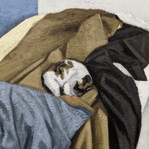 Maxime-Biou-Mimi-sur-le-lit-II-130x97-huile-sur-toile-2022