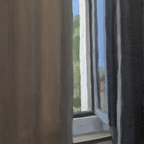 Maxime-Biou-petite-fenetre-rideaux-27x19-huile-sur-toile-2025-2