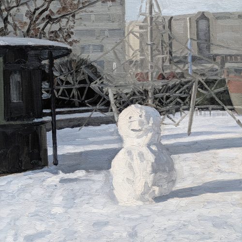 Maxime-Biou-bonhomme-de-neige-55x46-huile-sur-toile-2026-2