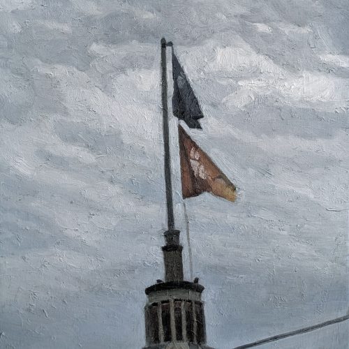 Maxime-Biou-drapeaux-Porte-de-Versailles-55x46-huile-sur-toile-2026