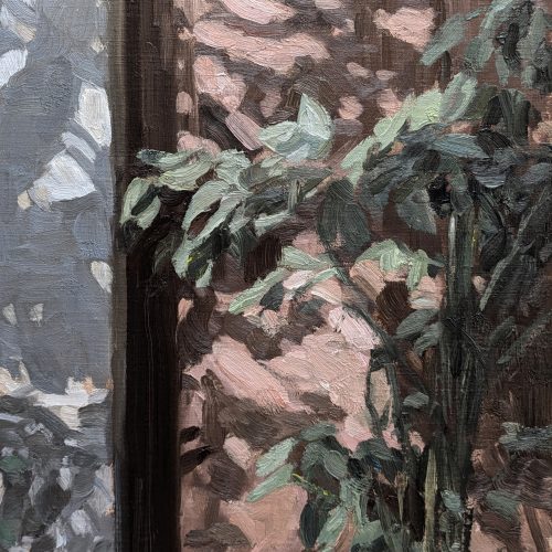 Maxime-Biou-ombres-sur-la-porte-rouge-la-ruche-41x33-huile-sur-toile-2026