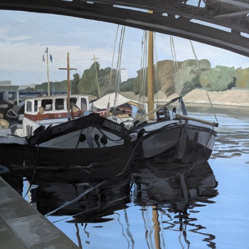 Maxime-Biou-peniches-quais-de-Seine-Bir-Hakeim-162x130-huile-sur-toile-2026-3