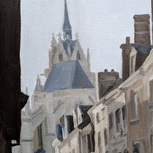 Maxime-Biou-vue-de-leglise-de-la-Ferte-Bernard-33x24-huile-sur-toile-2026